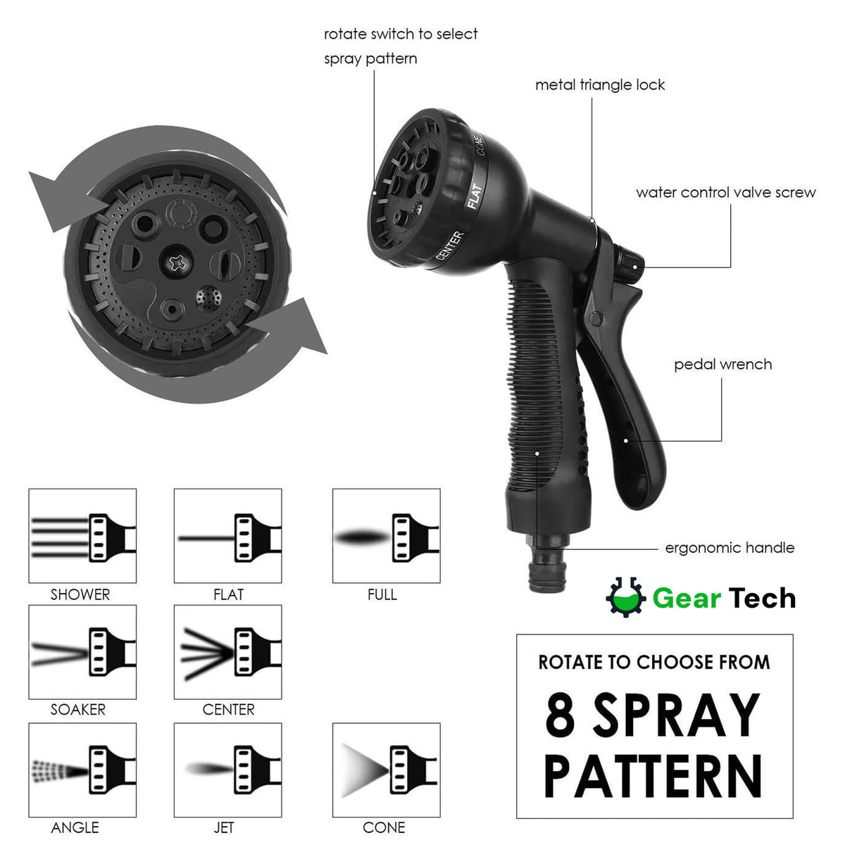 Expandable Garden Hose with 8‑Mode Spray Nozzle Leak‑Proof & Anti‑Kink