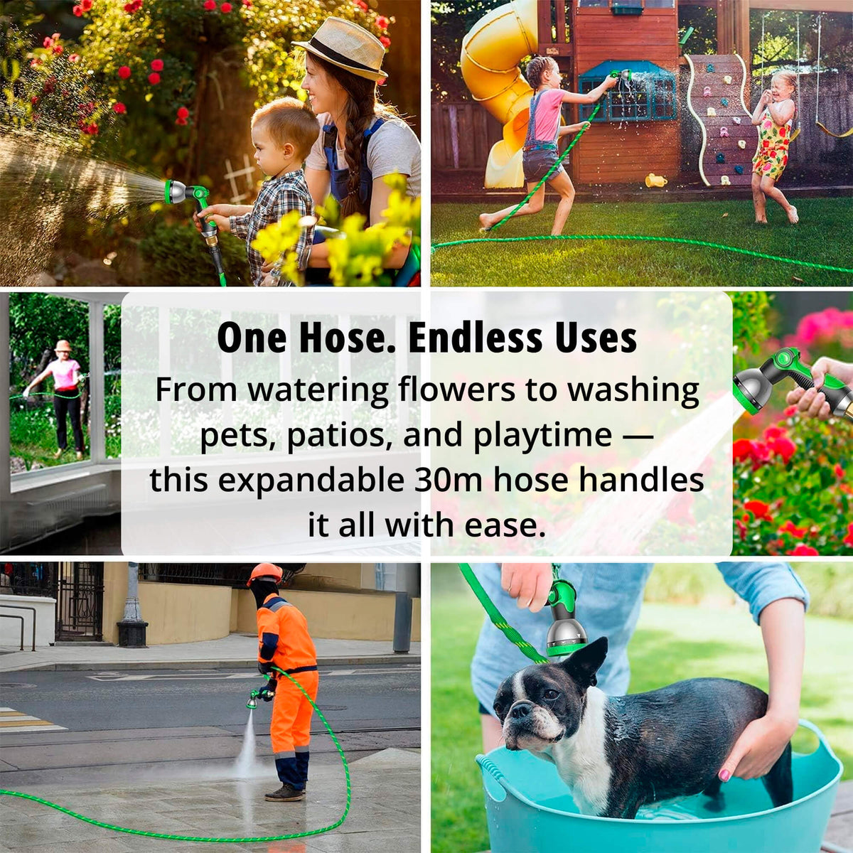 Expandable Garden Hose with 8‑Mode Spray Nozzle Leak‑Proof & Anti‑Kink