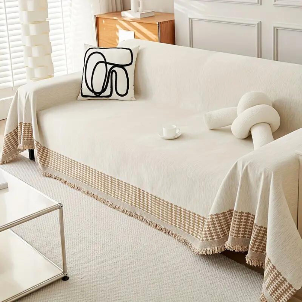 Serene Oasis Sofa Protector Rustic Tassel Couch Cover