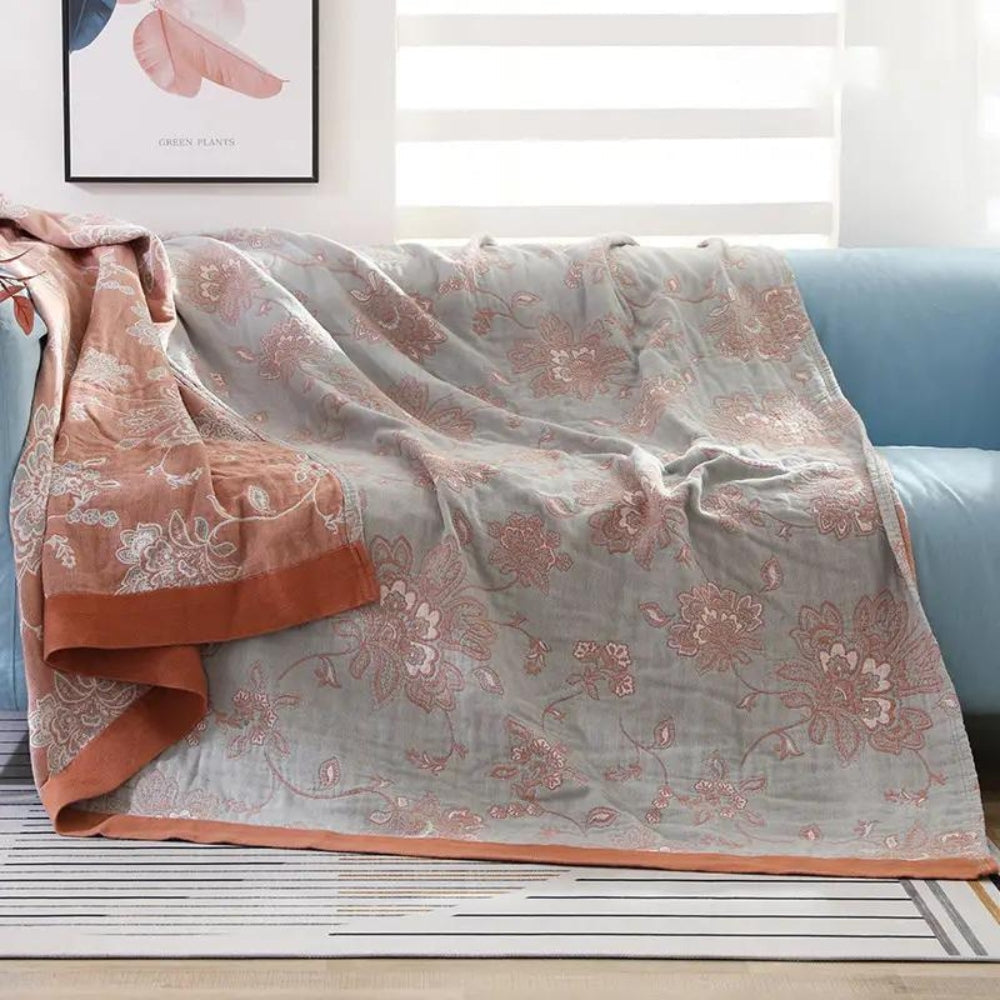 Elegant Floral Blanket Breathable All‑Season Home Comfort Cover