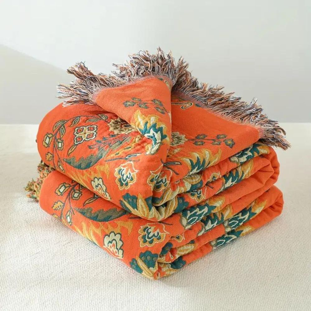 Vintage Floral Reversible Throw Blanket