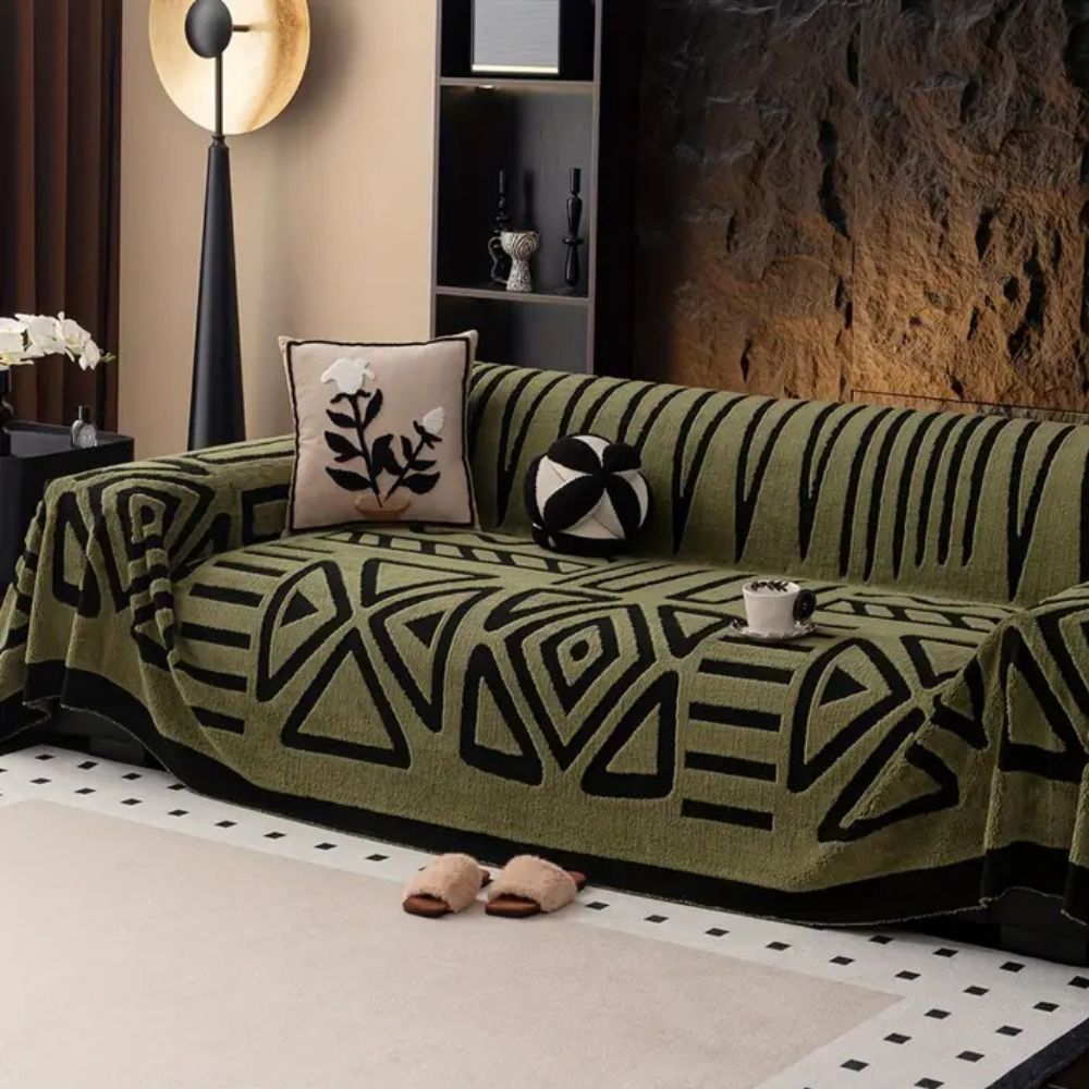 Stylish Maze Design Couch Cover Washable & Durable Protection