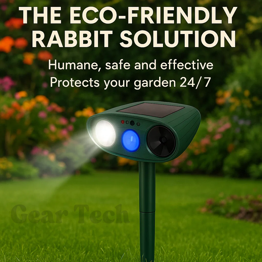 Solar Powered Ultrasonic Rabbit Repeller Humane Garden Protection