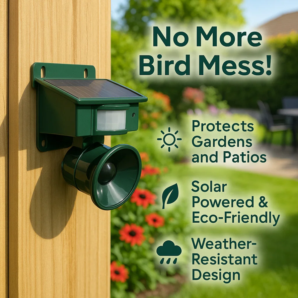 Garden Bird Deterrent Motion Sensor Pest Control with Sonic & Ultrasonic Output