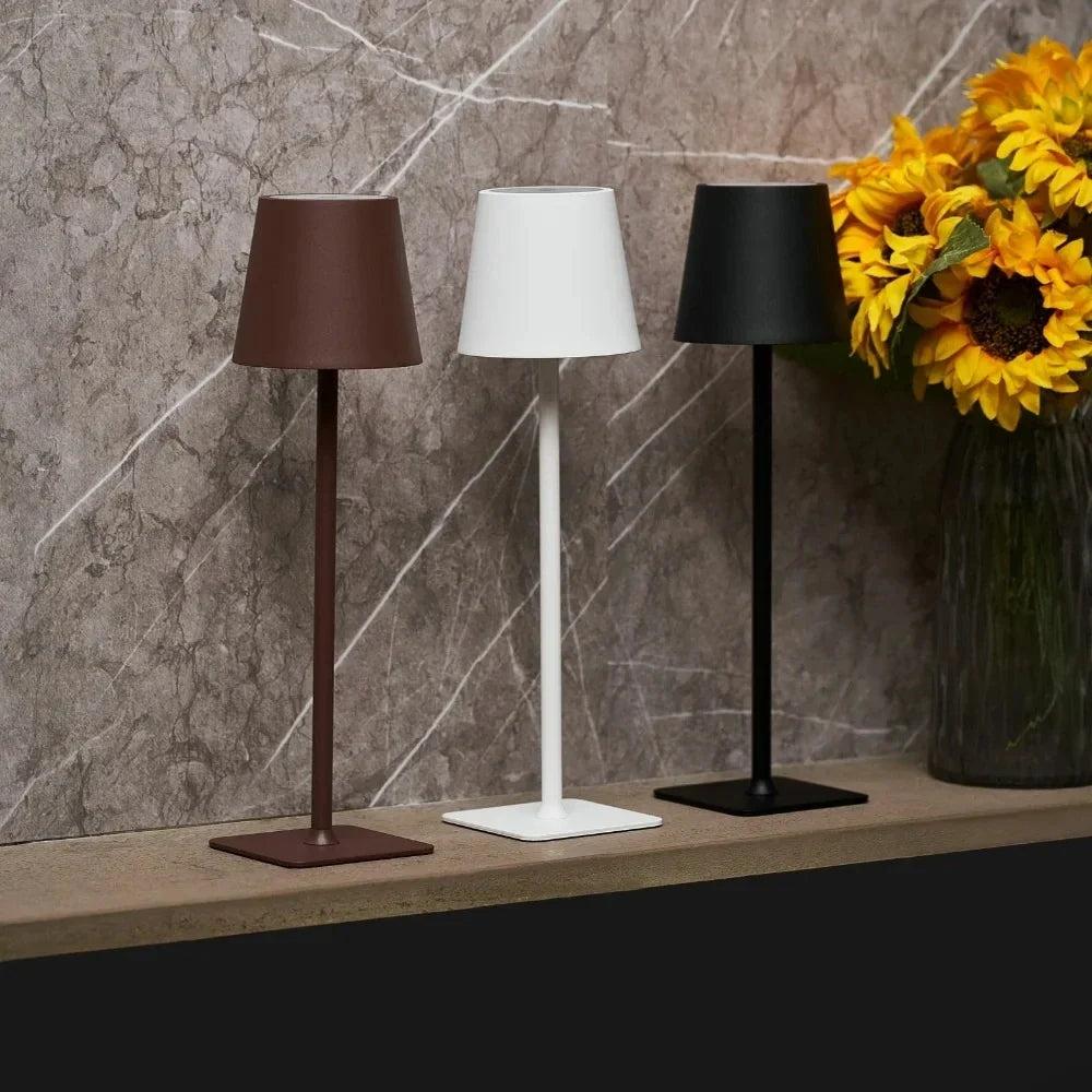 Tall Dimmable Table Lamp Touch‑Control Rechargeable LED Light