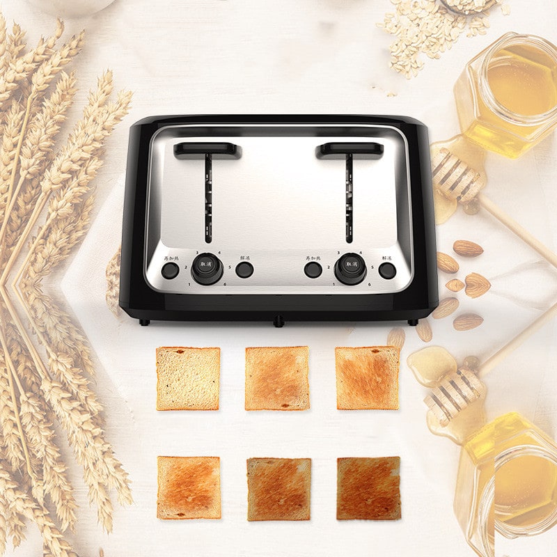 4 Slice Toaster Oven with Stainless Steel Top Dual Independent Controls and Cover Four