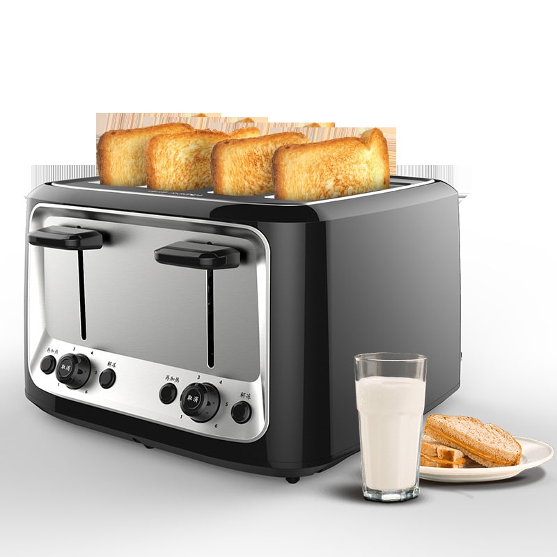4 Slice Toaster Oven with Stainless Steel Top Dual Independent Controls and Cover Four