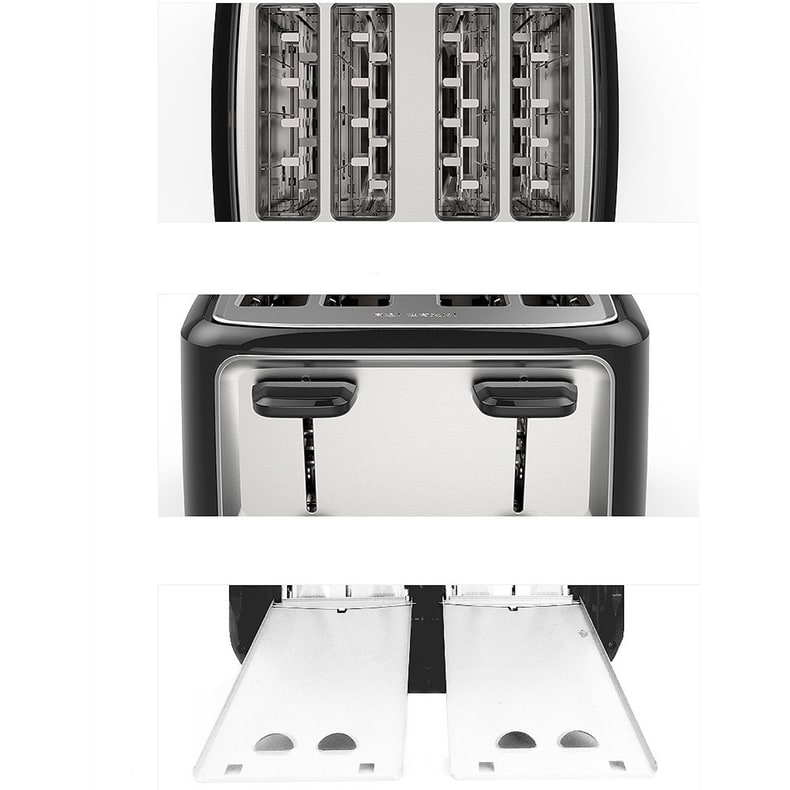 4 Slice Toaster Oven with Stainless Steel Top Dual Independent Controls and Cover Four