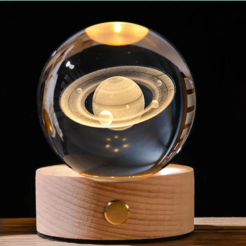 3D Solar System Crystal Ball - Galaxy Glass Globe, Astronomical Decor, Photo Accessories, Unique Birthday Gift