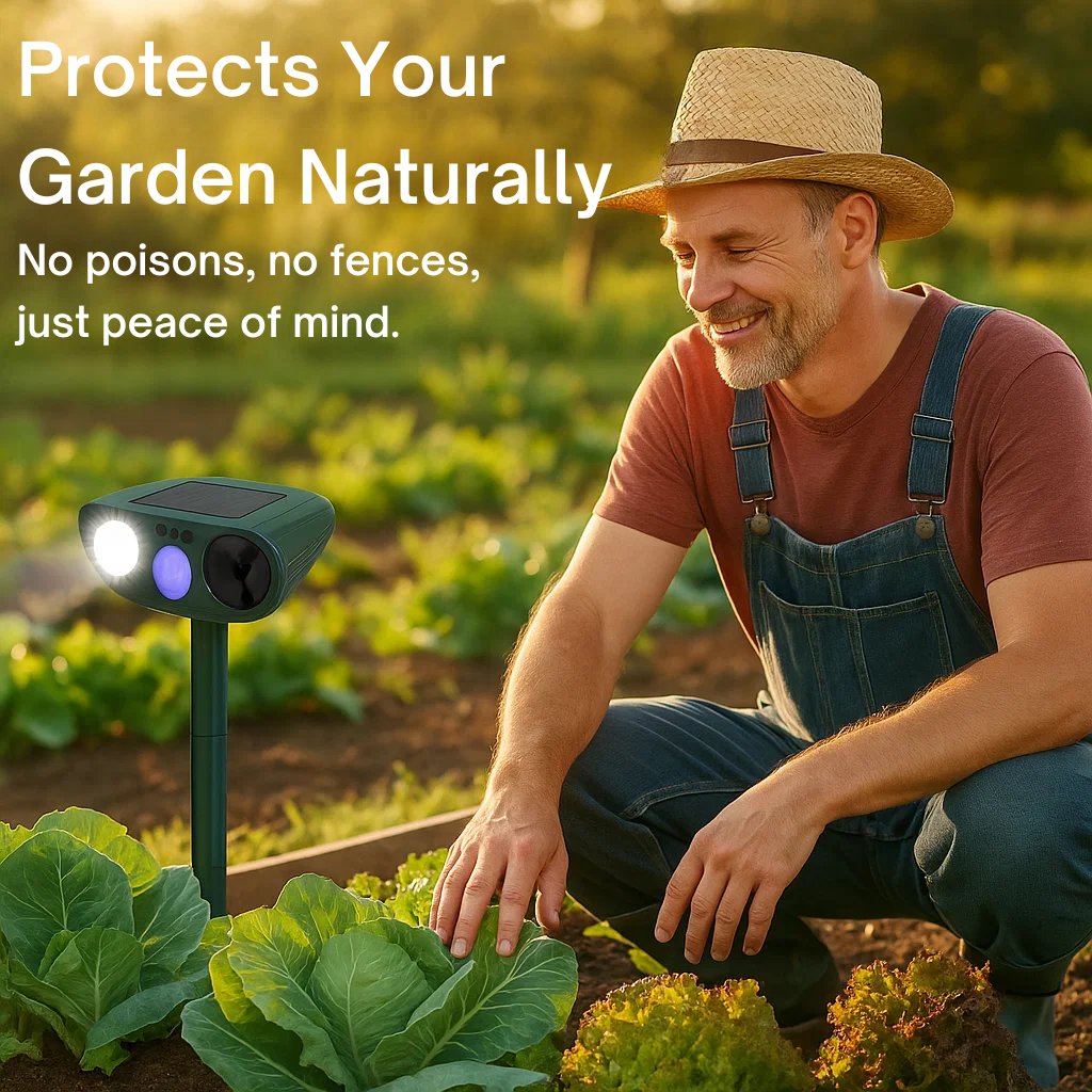 Solar Powered Ultrasonic Rabbit Repeller Humane Garden Protection