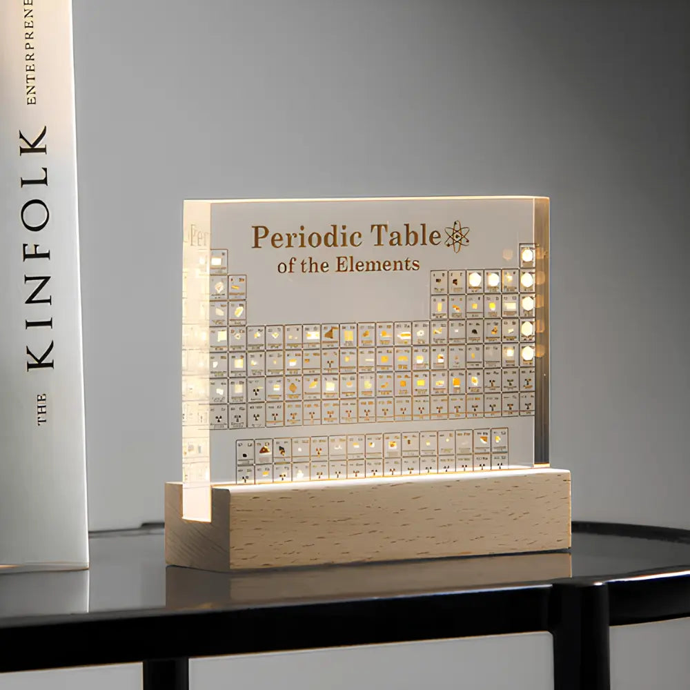 LED-Lit Periodic Table Model Featuring Real Elements