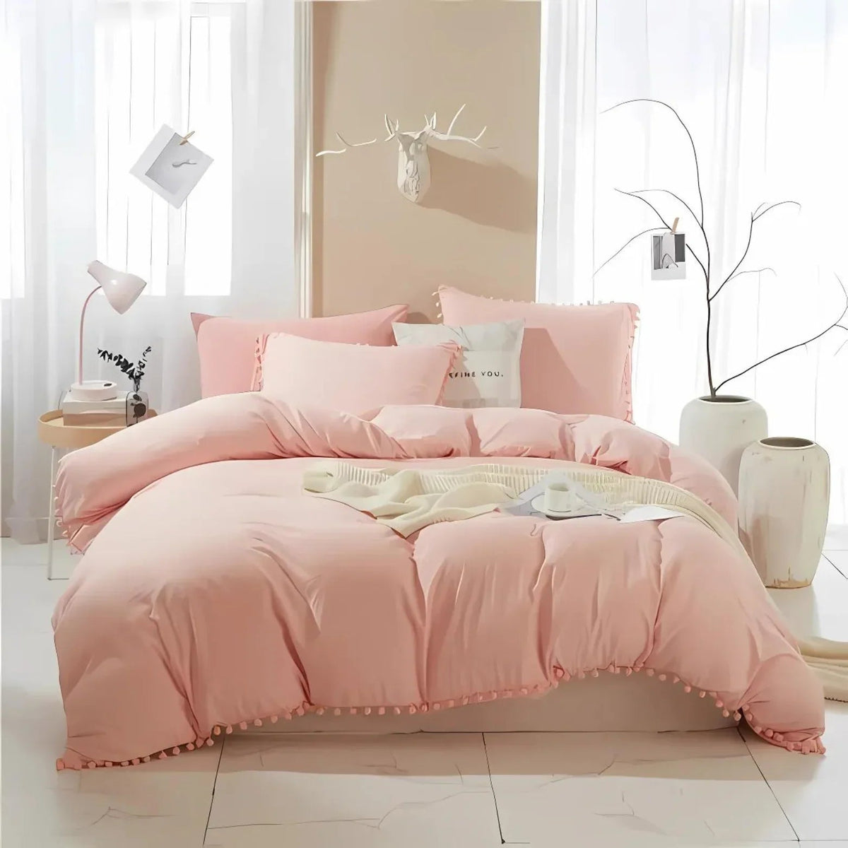 Decorative Quilt Cover Set Anna Pompom Style