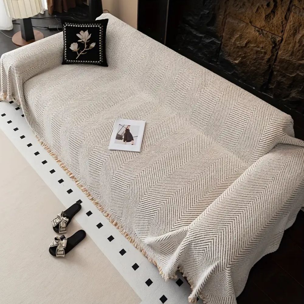 Modern Couch Protector with Herringbone Pattern