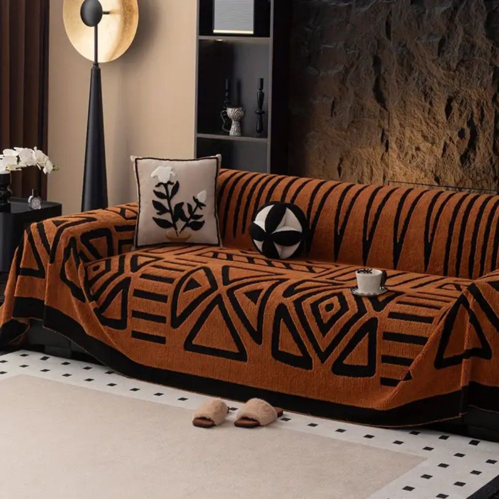 Stylish Maze Design Couch Cover Washable & Durable Protection