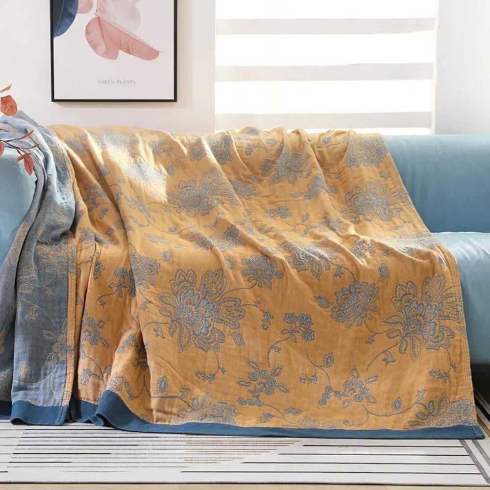 Elegant Floral Blanket Breathable All‑Season Home Comfort Cover