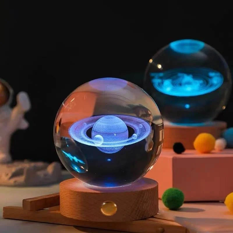 3D Solar System Crystal Ball - Galaxy Glass Globe, Astronomical Decor, Photo Accessories, Unique Birthday Gift