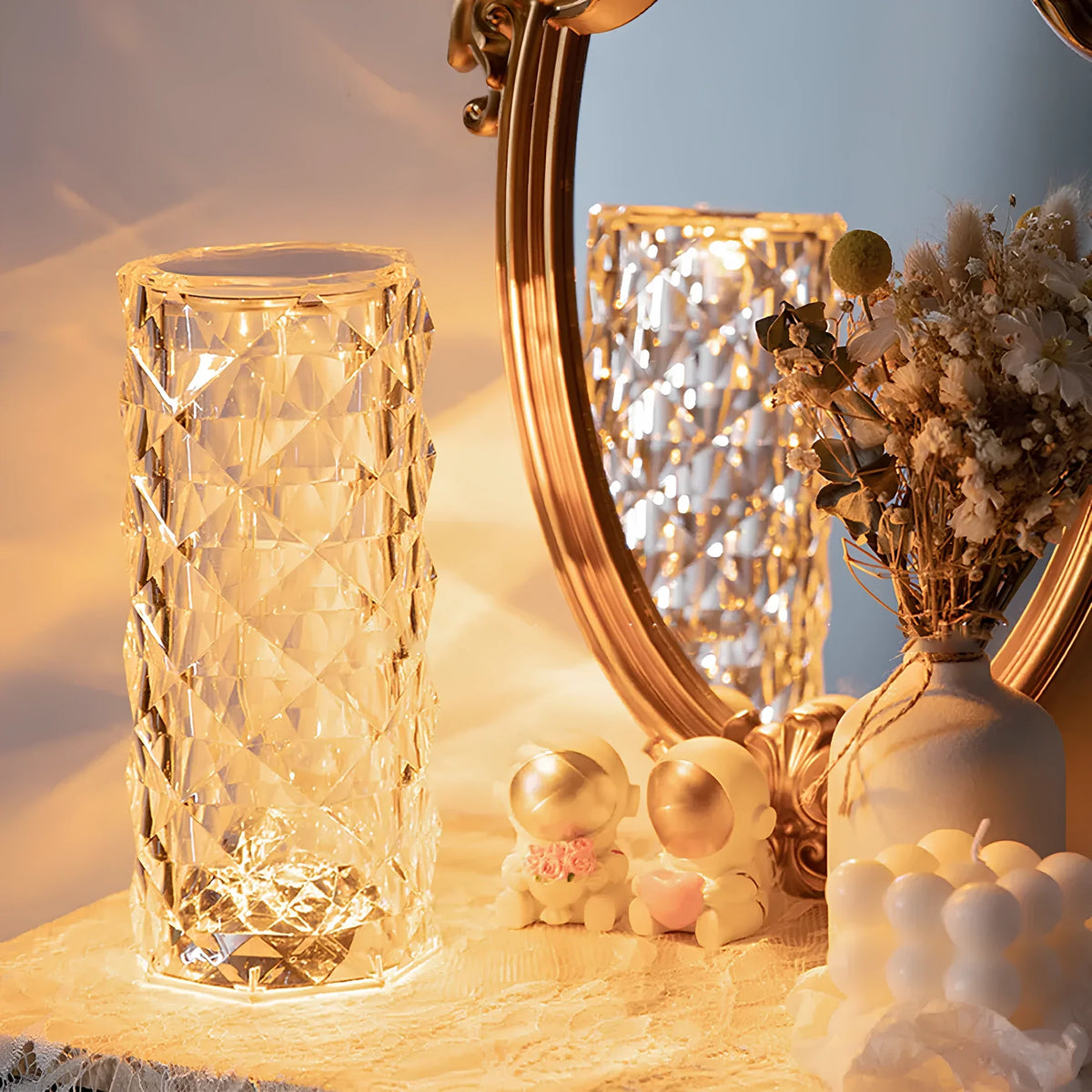 Elegant Crystal LED Lamp 16 Colour Options & Remote Control