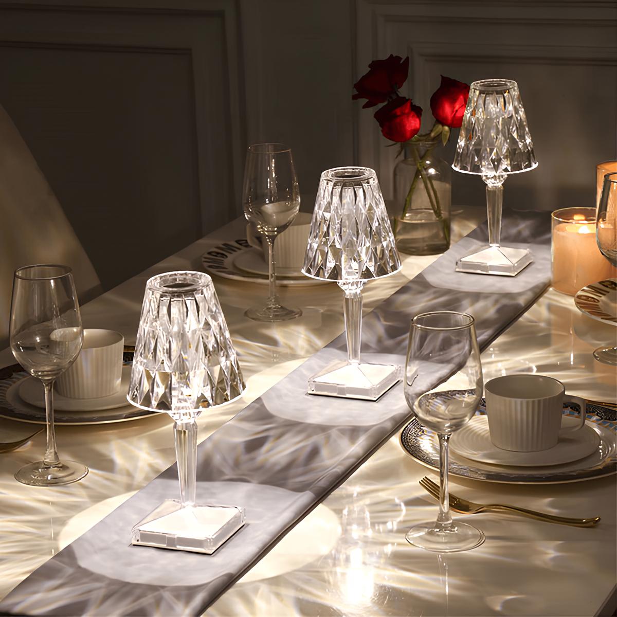 Elegant Crystal Accent Lamp Dimmable Rechargeable Lighting for Home