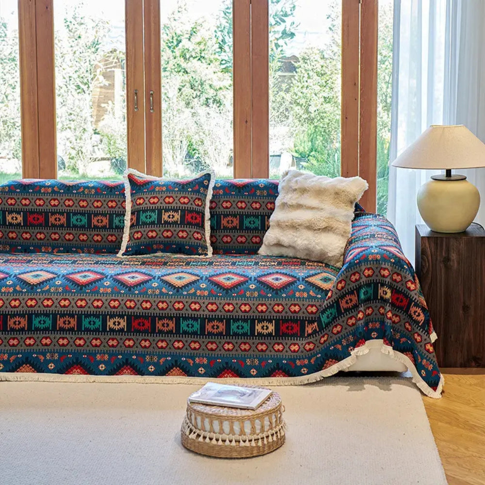 Stylish Boho Sofa Throw Dustproof Washable Geometric Design