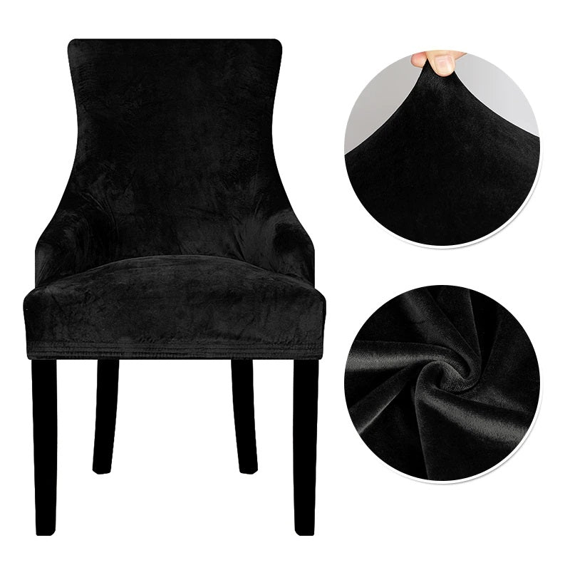 Velvet Stretch Armless Wingback Chair Cover Slipcover