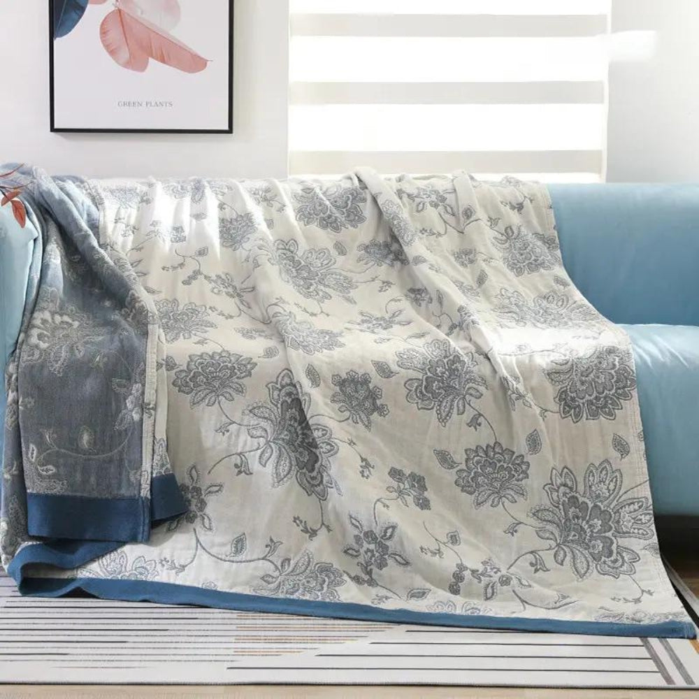 Elegant Floral Blanket Breathable All‑Season Home Comfort Cover