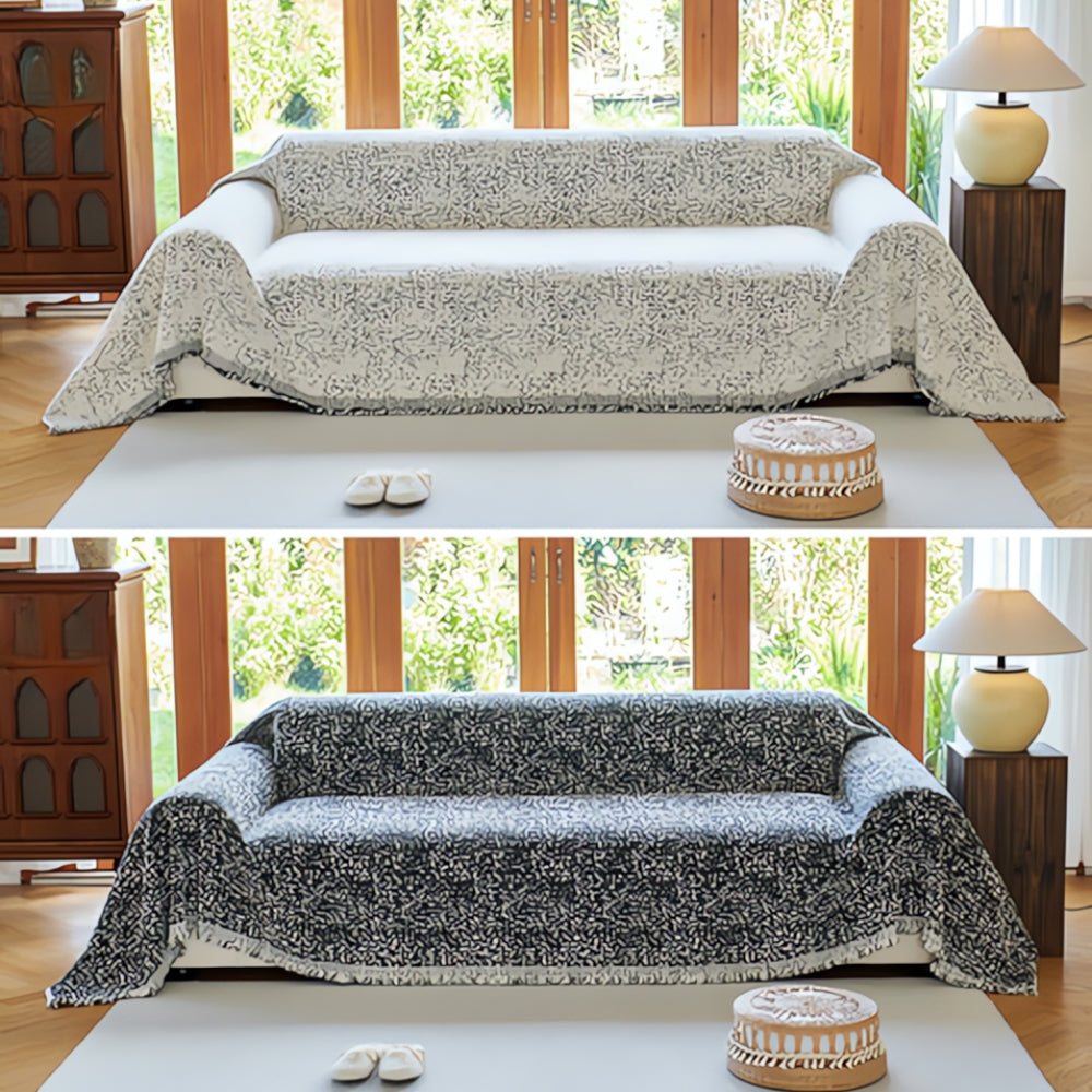 Nordic Speckle Sofa Protector Reversible Boho Couch Cover