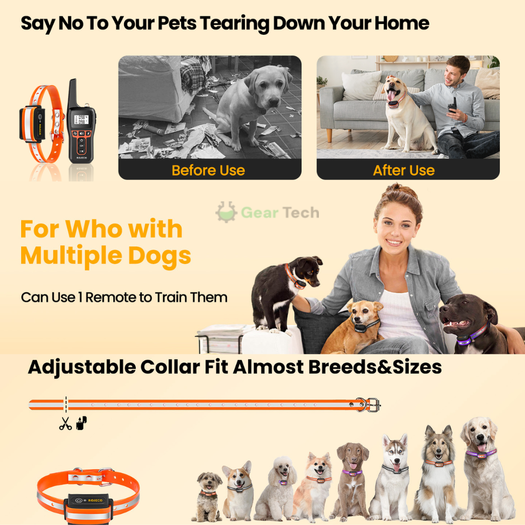 Long‑Range Waterproof Dog Training Collar with 3 Modes