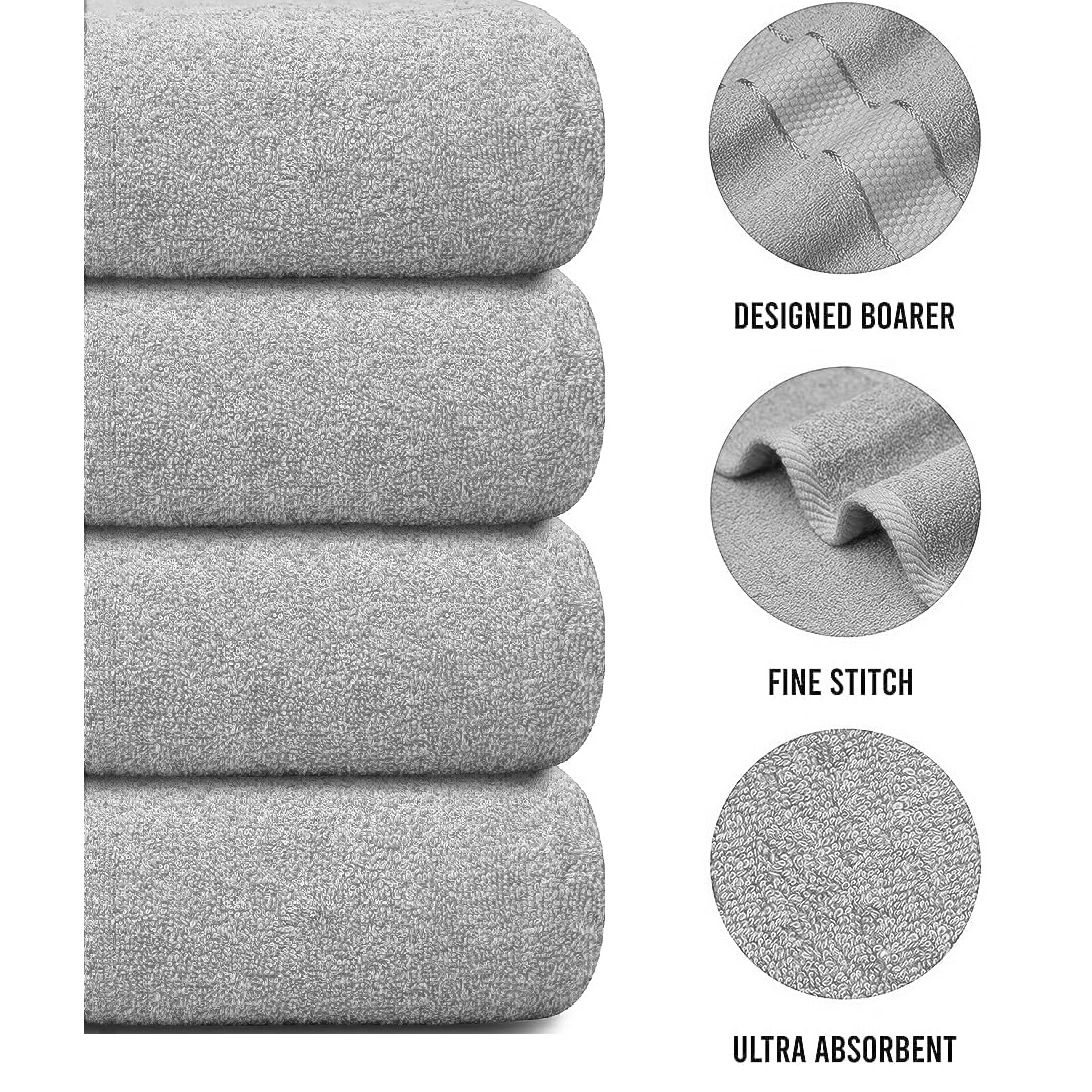 4-Piece Jumbo Bath Towel Set - Quick Dry Bathroom Towels