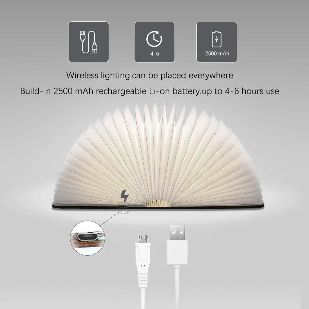 Decorative Book Shaped LED Night Light USB Rechargeable