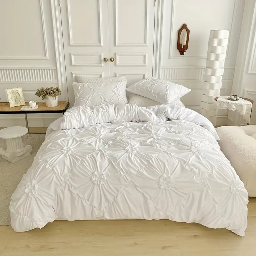 Decorative Quilt Cover Set Elegant Ruffle Pleats