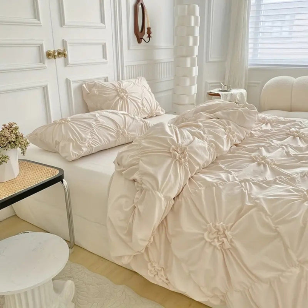 Decorative Quilt Cover Set Elegant Ruffle Pleats