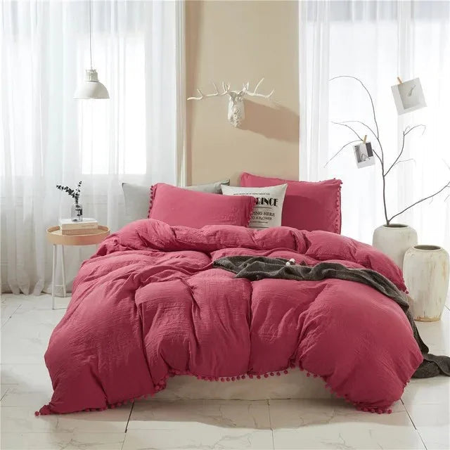 Decorative Quilt Cover Set Anna Pompom Style