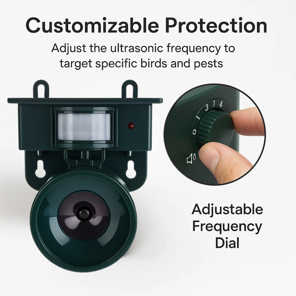Garden Bird Deterrent Motion Sensor Pest Control with Sonic & Ultrasonic Output