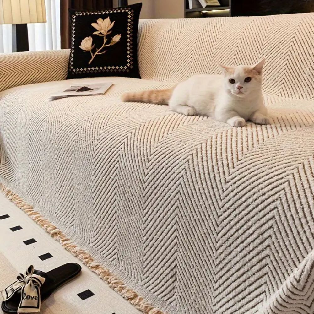 Modern Couch Protector with Herringbone Pattern