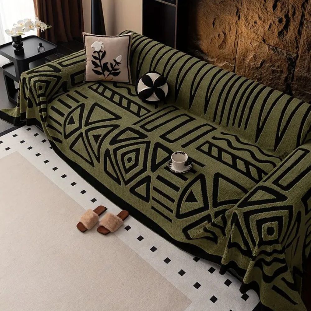 Stylish Maze Design Couch Cover Washable & Durable Protection