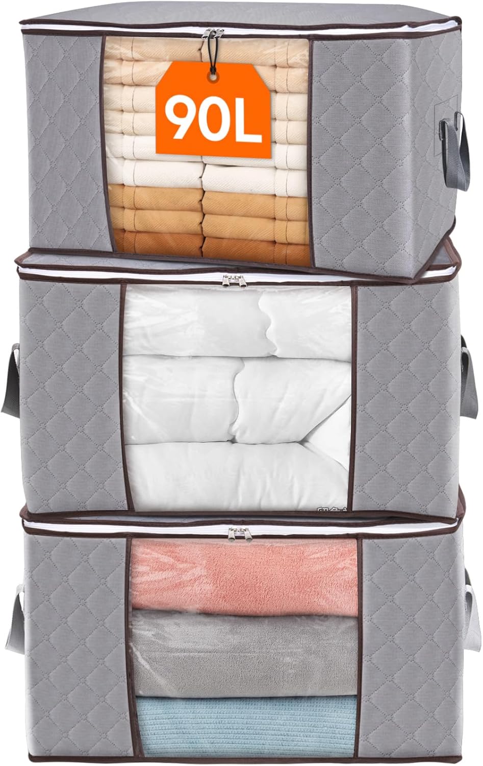 Foldable Storage Boxes with Handles and Front Window
