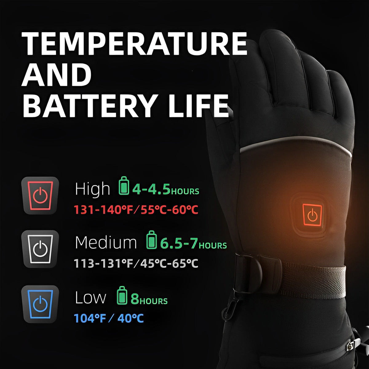 Unisex Thermal Heated Gloves Quick-Heat Support for Cold Weather