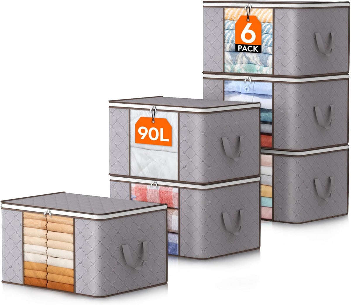 Foldable Storage Boxes with Handles and Front Window