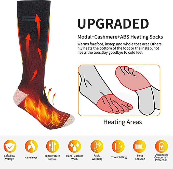 Rechargeable Heated Socks Fast Heating Warmth for Cold Weather