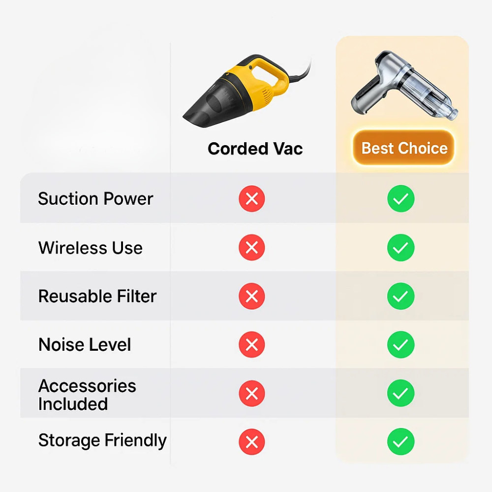 Handheld Car Vacuum Cleaner Powerful Compact Auto Cleaning Tool