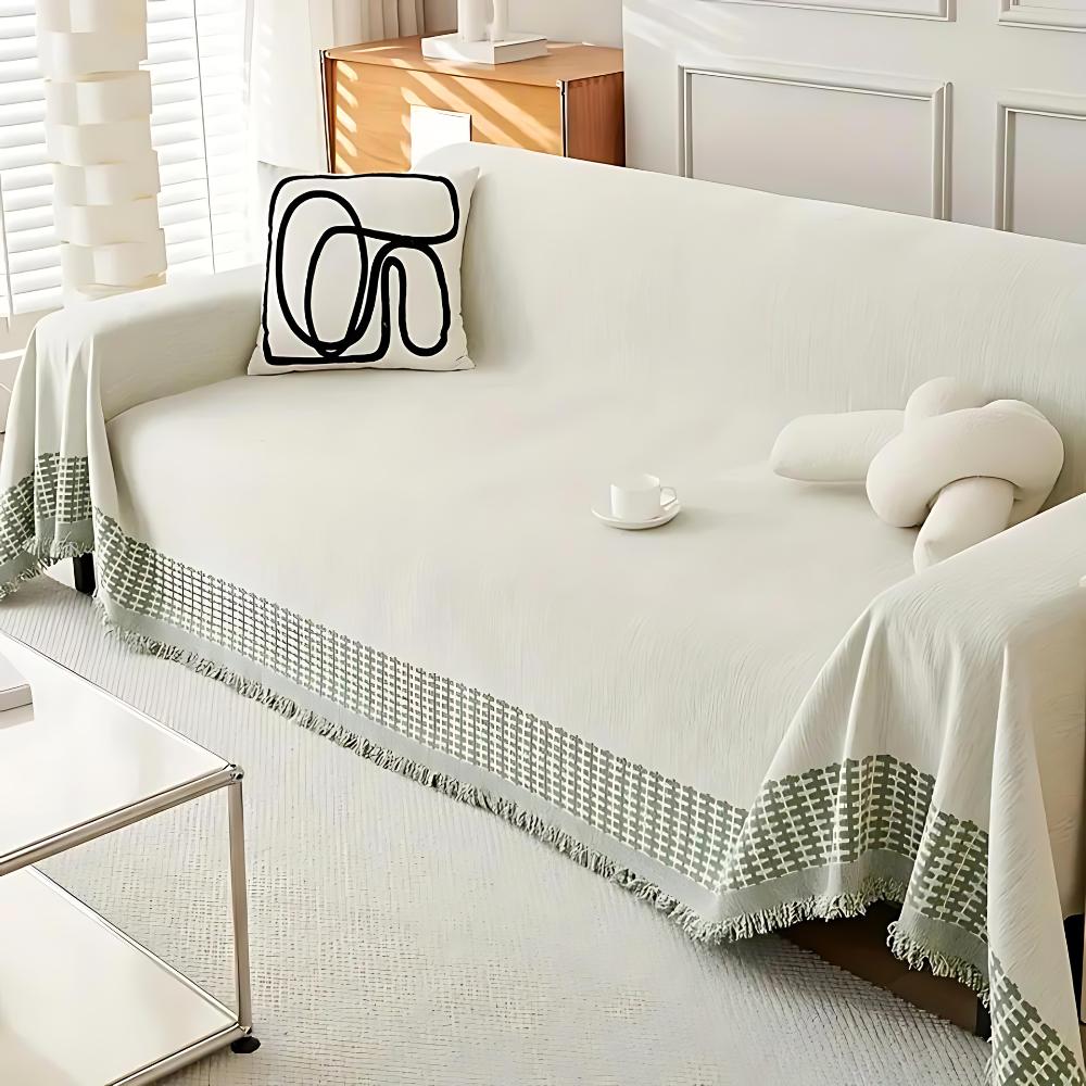 Serene Oasis Sofa Protector Rustic Tassel Couch Cover