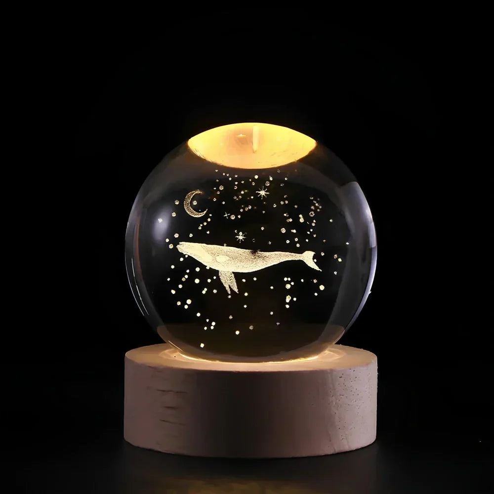 LED Crystal Sphere Night Light Cosmic 3D Planet Display