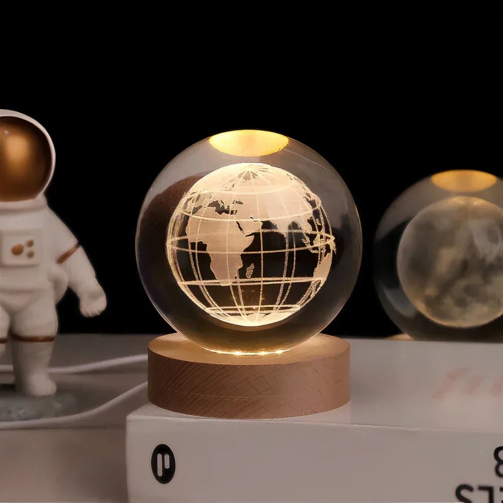 LED Crystal Sphere Night Light Cosmic 3D Planet Display