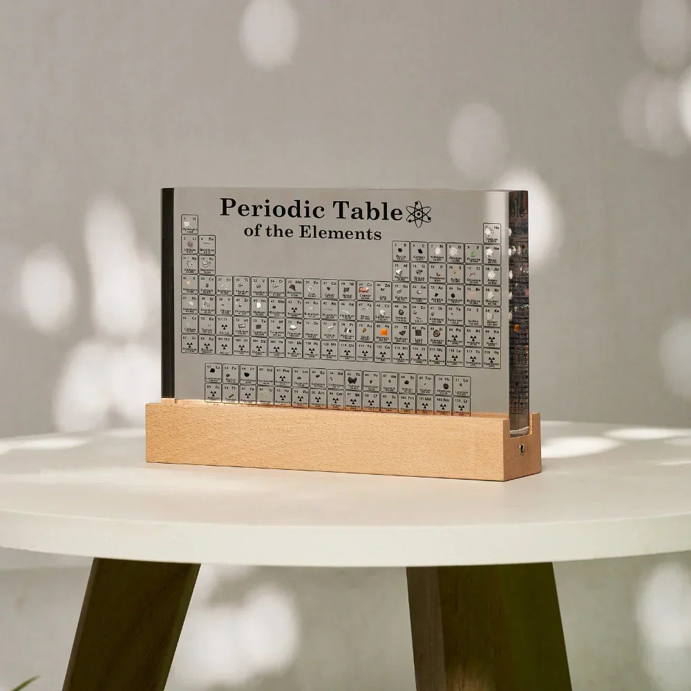 LED-Lit Periodic Table Model Featuring Real Elements