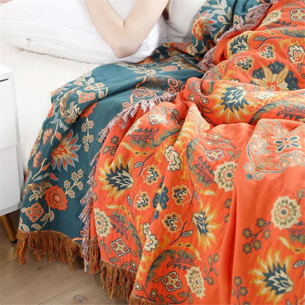 Vintage Floral Reversible Throw Blanket