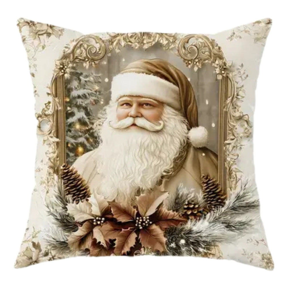 Vintage Holiday Cushion Cover Elegant Tree & Bow Pattern