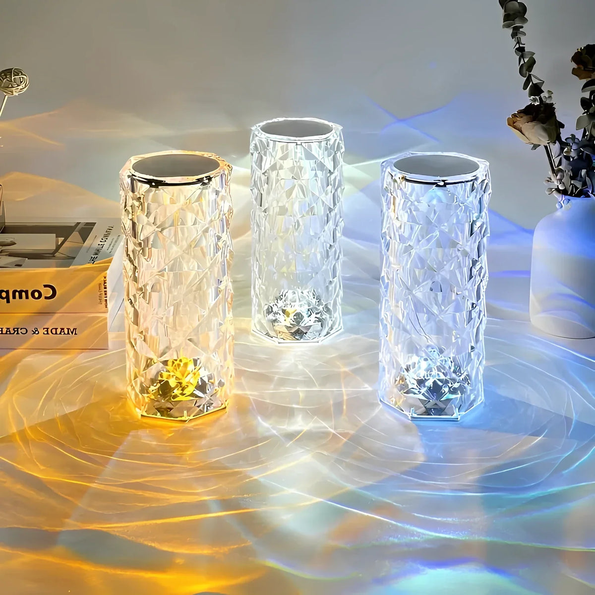 Elegant Crystal LED Lamp 16 Colour Options & Remote Control