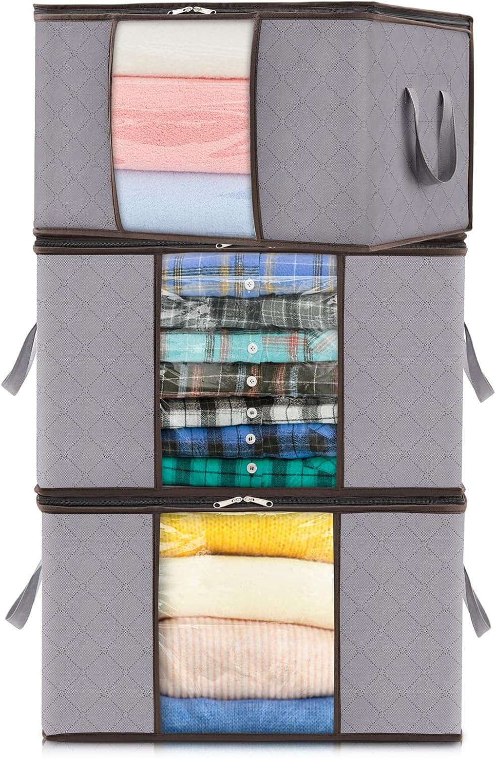 Foldable Storage Boxes with Handles and Front Window