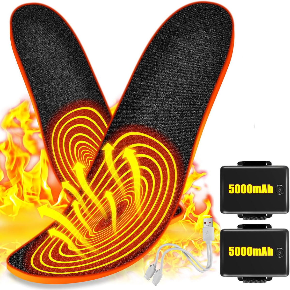 Rechargeable Heated Insoles Remote-Controlled Warming Inserts for Shoes
