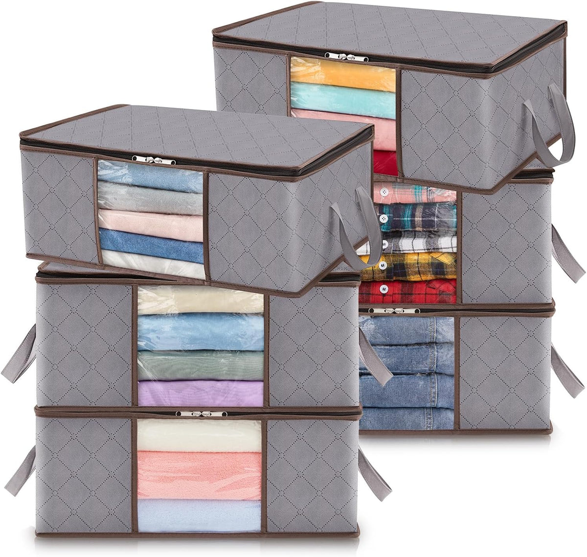 Foldable Storage Boxes with Handles and Front Window
